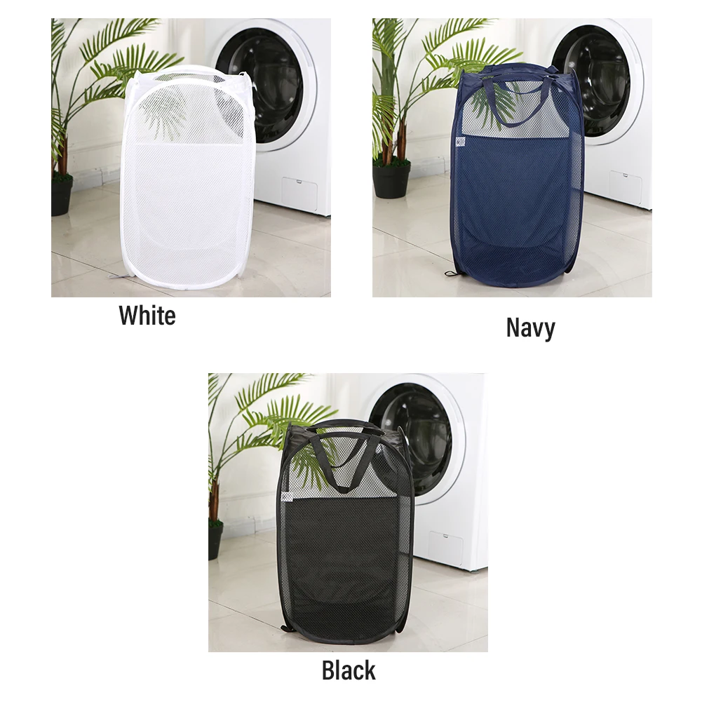 

2pcs Washing With Handle Large Capacity Laundry Basket Toys Clothes Storage Mesh Organizer Home Dormitory Folding Hamper Bag Bin