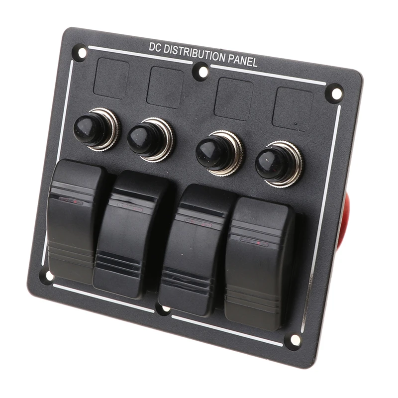 Новый черный 4 Gang 12 24V красный светодиодный водонепроницаемый клавишный