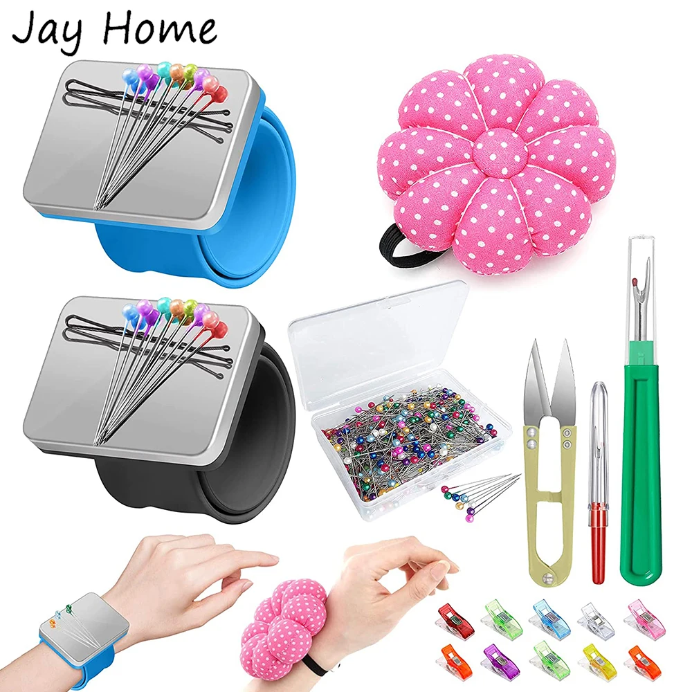 

116Pcs Sewing Pin Cushion Kit Wrist Magnetic Pin Cushion & Pearl Head Straight Pins Sewing Clips Seam Ripper DIY Quilting Tools
