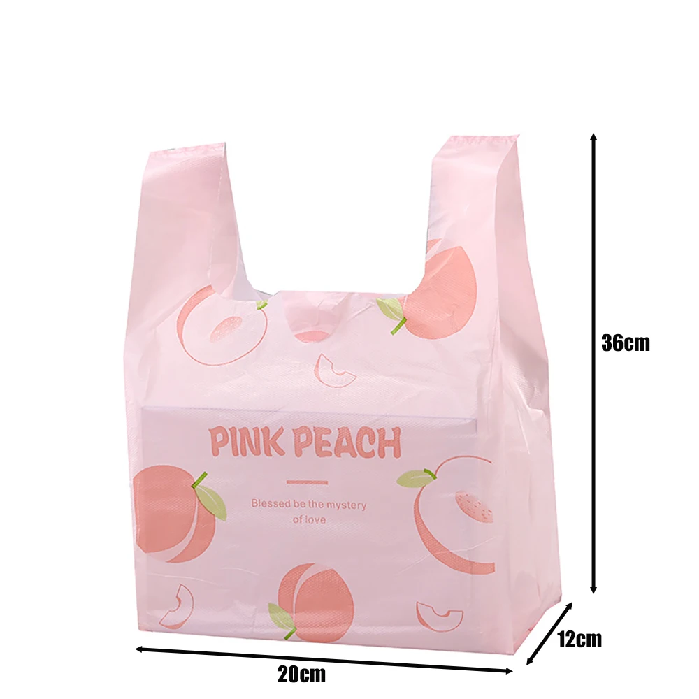 

50pcs Food Plastic Bag Fashion Fruit Pattern Vest Bag Pizza Burger Outer Packing Bags Supermarket Store Party Wedding Candy Bag