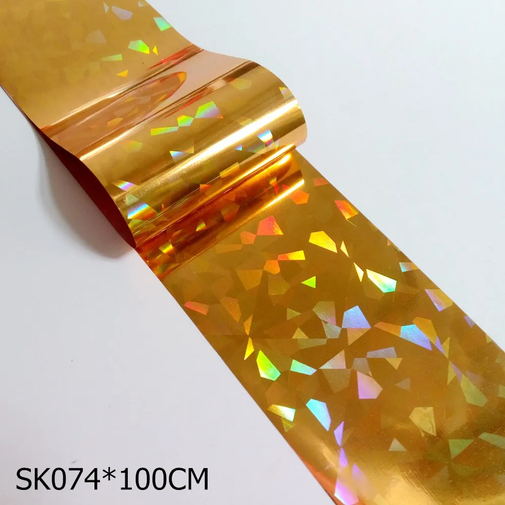 SK074 100 см/шт. голографическая разбитая стеклянная Фольга для перевода на ногти голографическая черная наклейка для ногтей легкие DIY лазерные советы для дизайна ногтей - Цвет: SK074