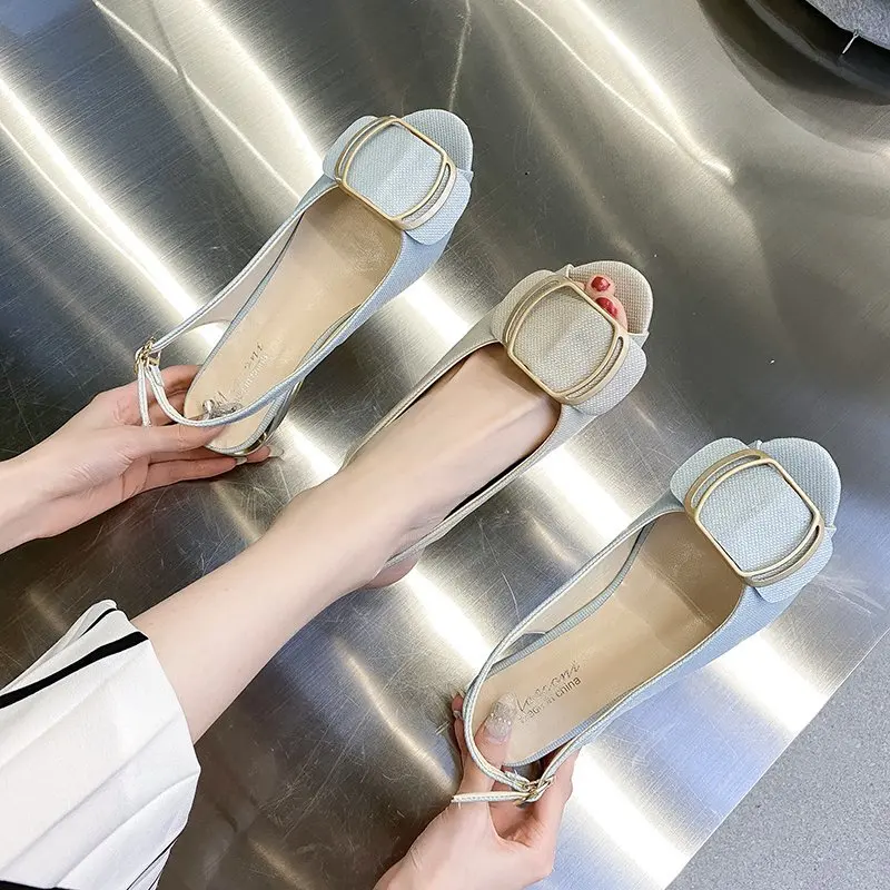 

WDHKUN Women Sandals Peep Toe Low Heels PU Woman Slingback Shoes Buckle Strap Summer Office Fashion Female Comfort 2021 Ladies