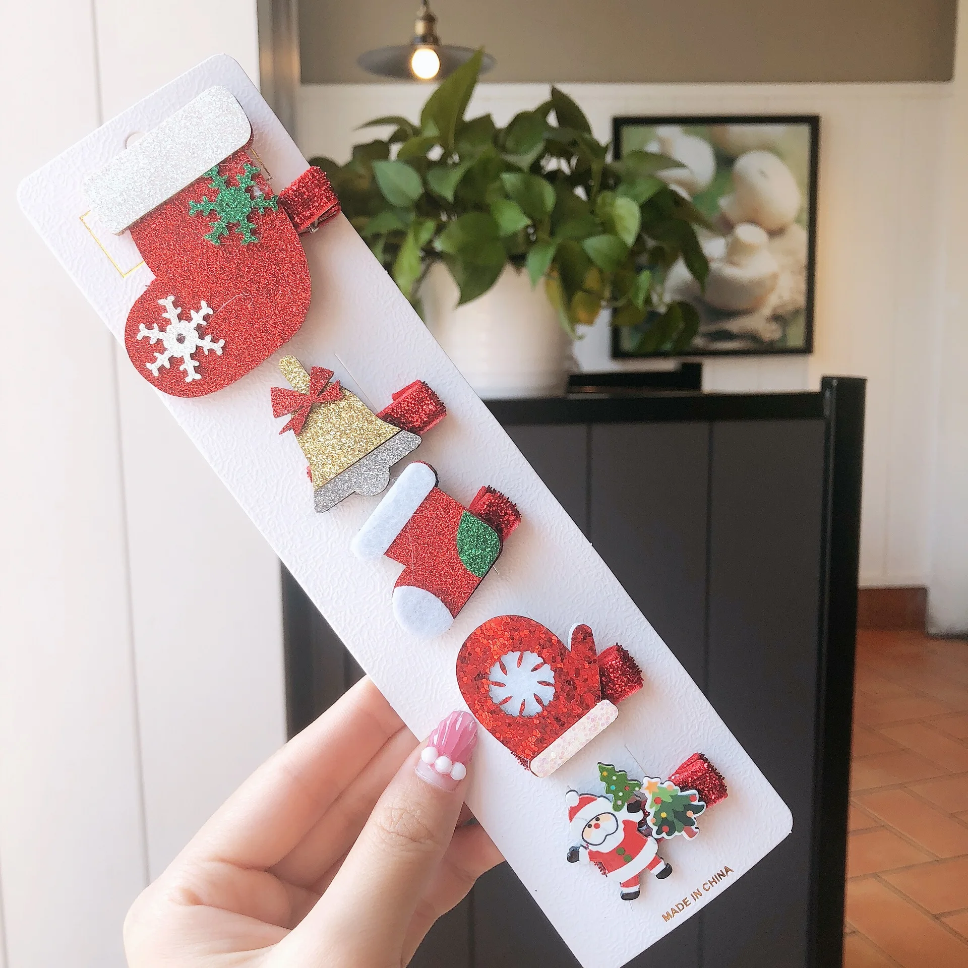 Набор милых рождественских заколок в Корейском стиле шапка Санта завязка для