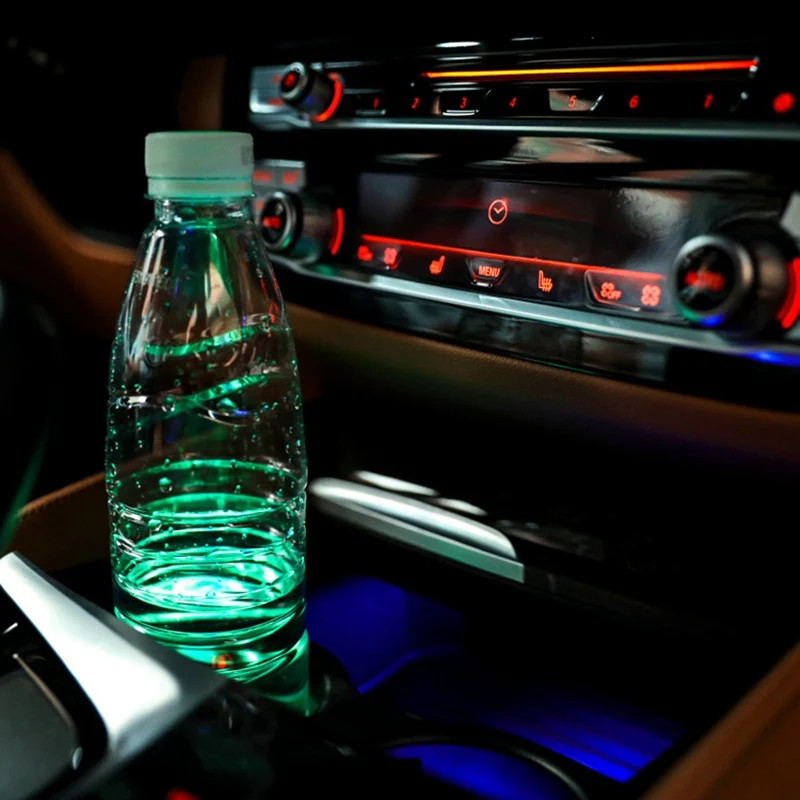2 шт. автомобильные светодиодсветильник подставки для чашек под бутылки милые