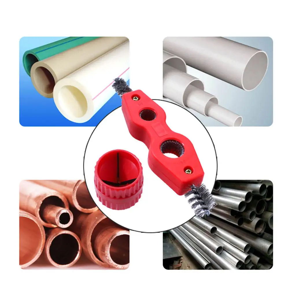 

4 in 1 Copper Pipe Cleaner and Reamer Copper Tubing Brush Pipe Cleaner Tool for Aluminum Pipes Pipe Fittings Soldering