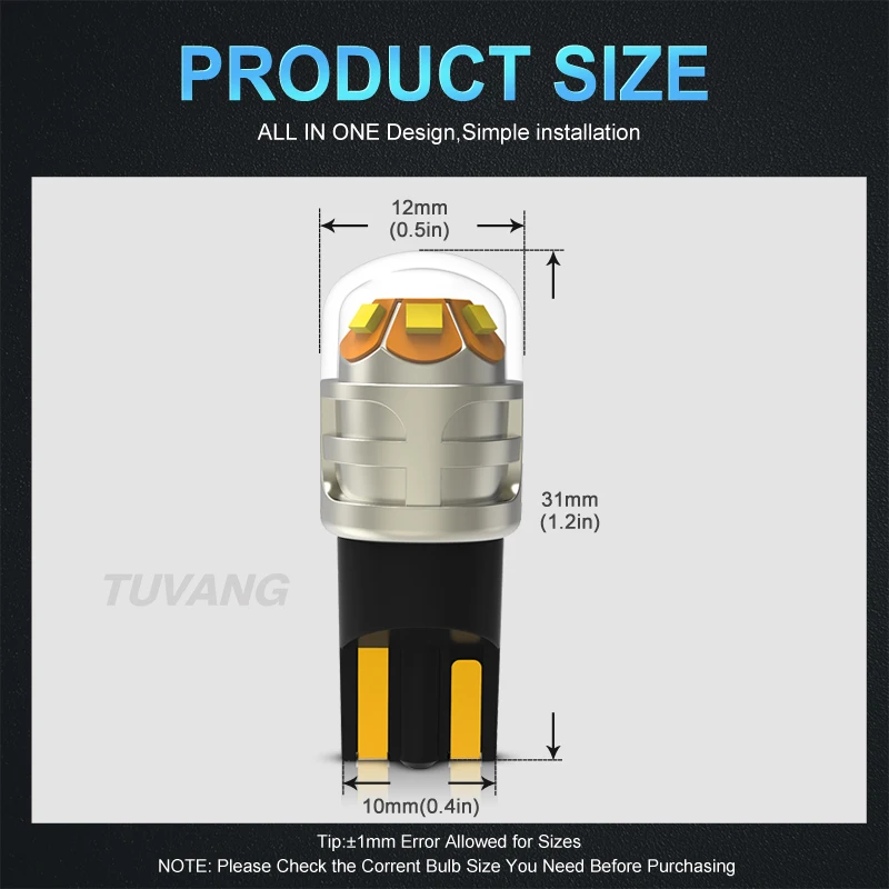 2 шт. W5W 3030 SMD автомобиля T10 светодиодный 194 168 Клин Замена обратный инструмент