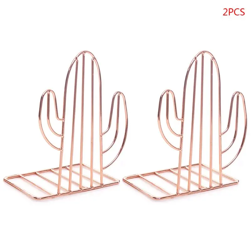 

2PCS/Pair Creative Cactus Shaped Metal Bookends Book Support Stand Desk Organizer Storage Holder Shelf