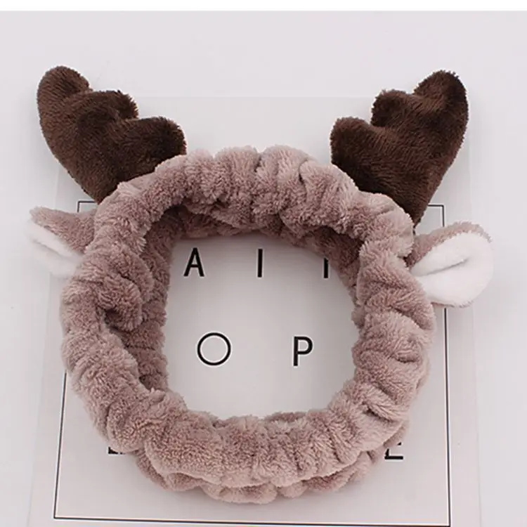 Коричневая повязка на голову в виде лося овцы рога милый стиль байковая для волос