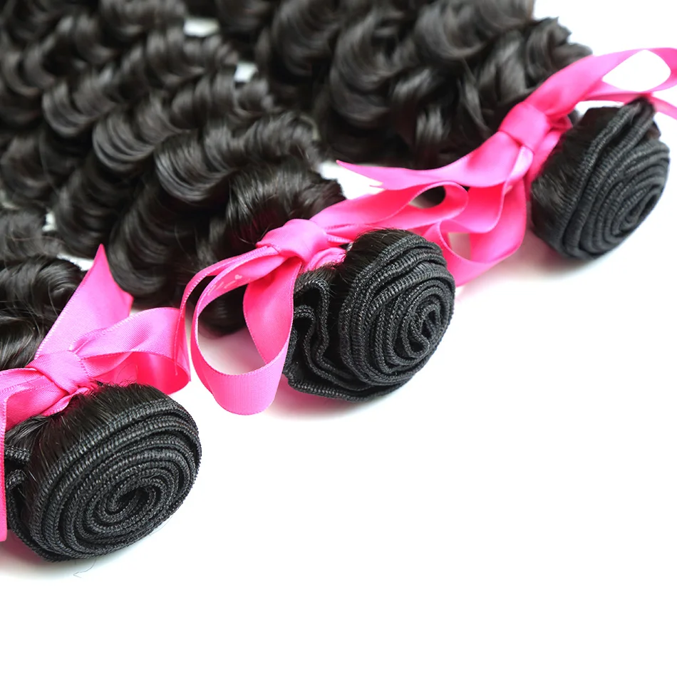 Кудрявые Макс волосы глубокая волна 30 дюймов 3 4 пряди с закрытием бразильские