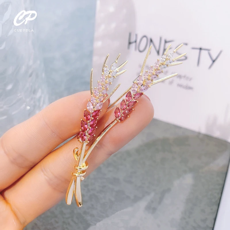 

Color Rhinestone Wheat Ears Brooches For Women Elegant Plant Pin Brooch Jewelry Coat Accessories Gift