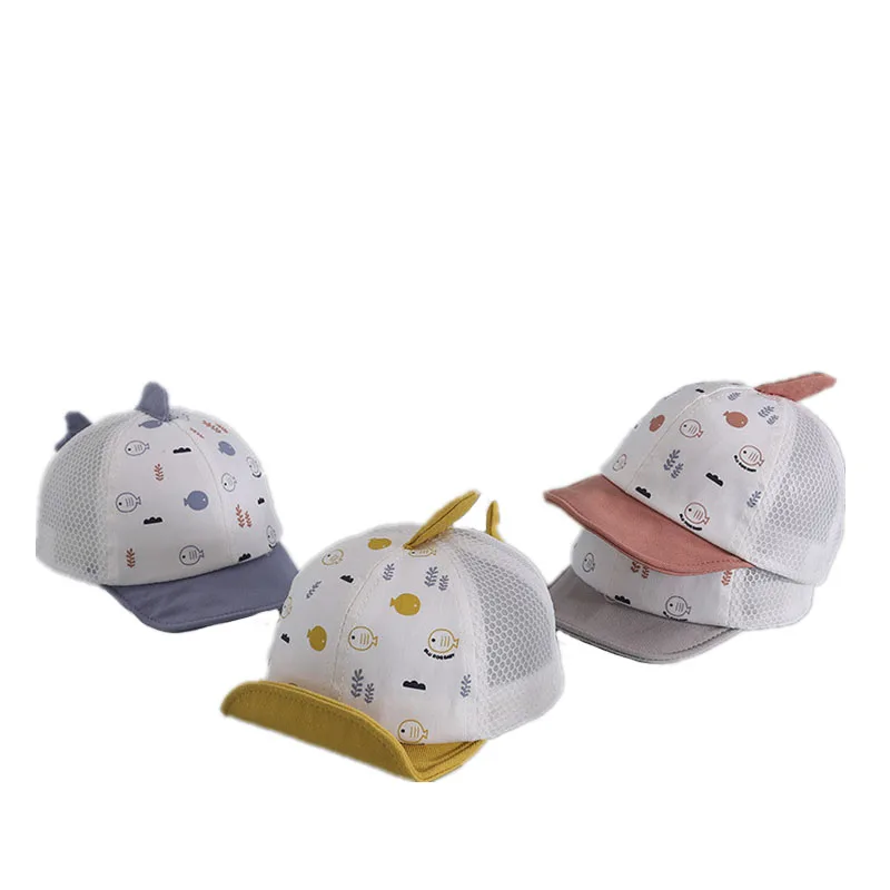 

Children's Hats Summer Leisure Breathable Baby Sunshade Net Caps Cute Fish Pattern Caps Outing All-Match Baseball Caps