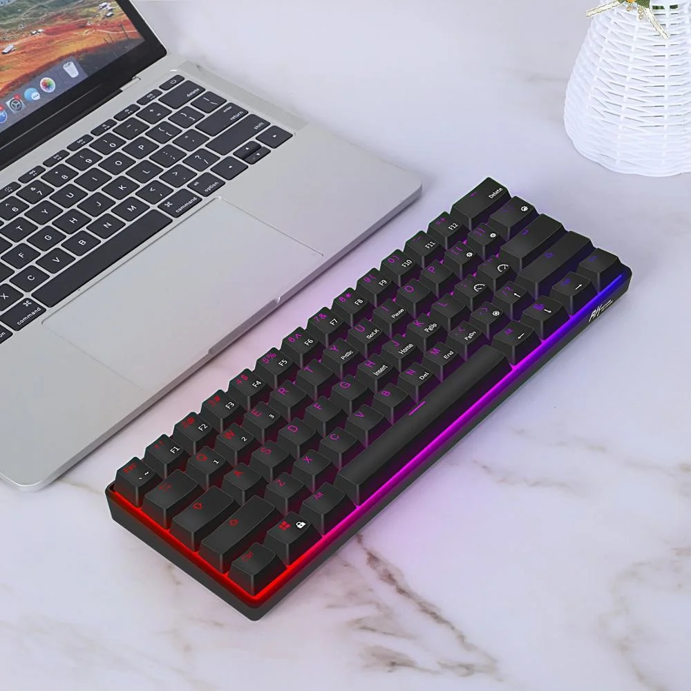 Фотомеханическая клавиатура bluetooth 2 4 ГГц мультидевайс rgb 61 клавиша компактная для