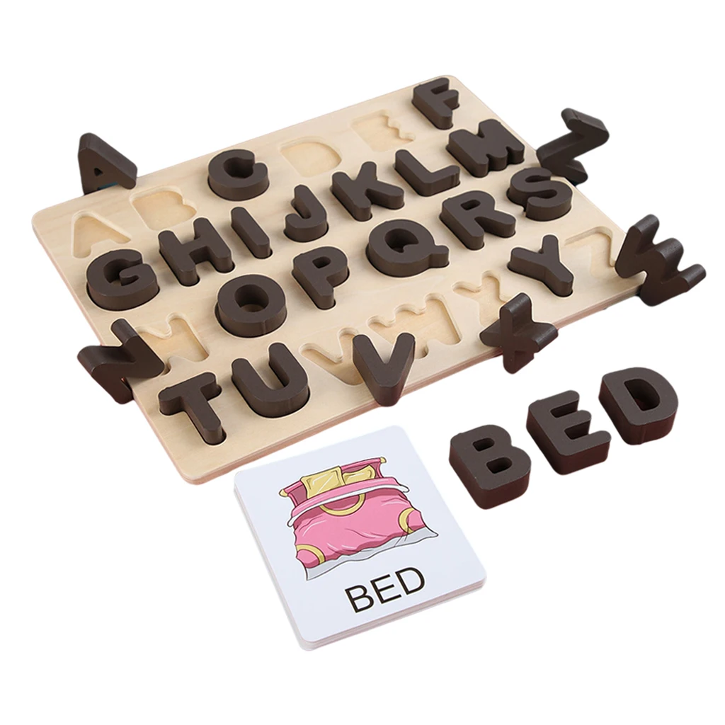 

Деревянная головоломка с алфавитом, Обучающие Развивающие учебные пособия по методу Монтессори, игрушки для вечевечерние, подарок на день ...