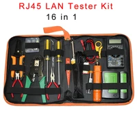 16pcs networking repair tool kit rj45 lan tester rj45 rj11 rj12 network cable tracker plier crimp crimper plug clamp pc