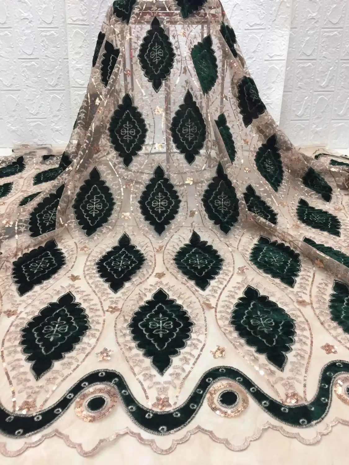 2019 новейший насыщенно голубой французское кружево с бархатной ткани высокого