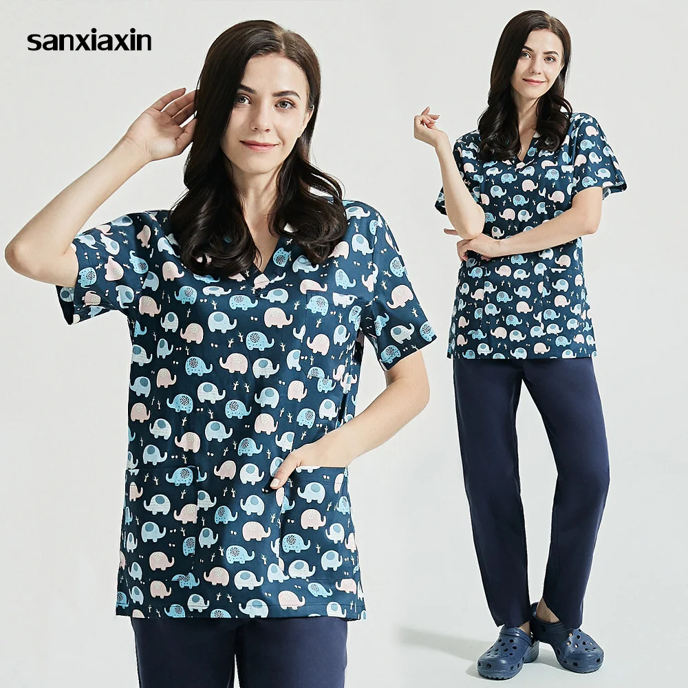 

Детская клетчатая Униформа с коротким рукавом, одежда для работы в зоомагазине, пылезащитная рабочая одежда для лаборатории, футболка с V-об...