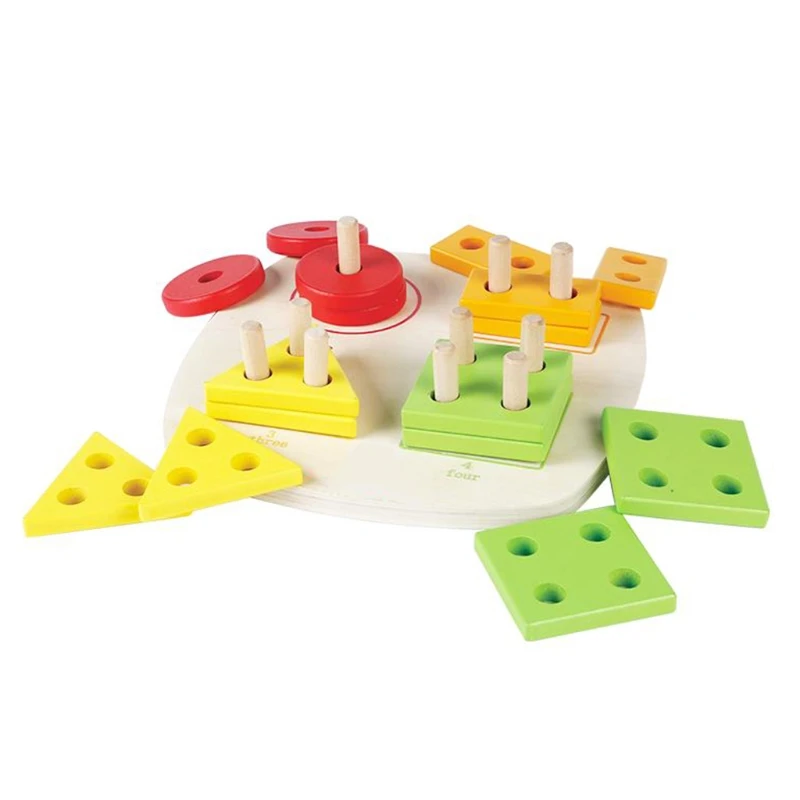 

Wooden Educational Toys Kids Color Recognition Preschool Stack Sort Geometric Board Building Blocks Jigsaw Puzzle N7ME