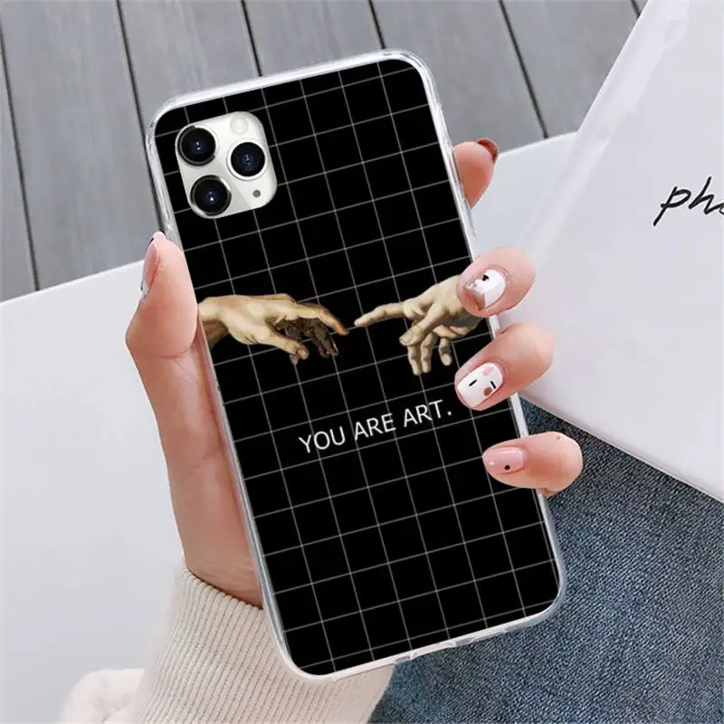 

Funny Hand The Creation of Adam Phone Case For iphone 12 5 5s 5c se 6 6s 7 8 plus x xs xr 11 pro max mini