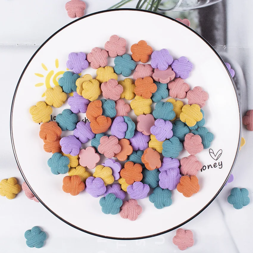

30 шт. искусственный вязаный цветок из смолы, кабошон с плоской задней поверхностью, Детские аксессуары для волос «сделай сам», украшение для...
