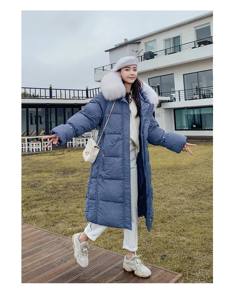 Шикарная длинная шуба с капюшоном Winter Down Coat хлопковая куртка