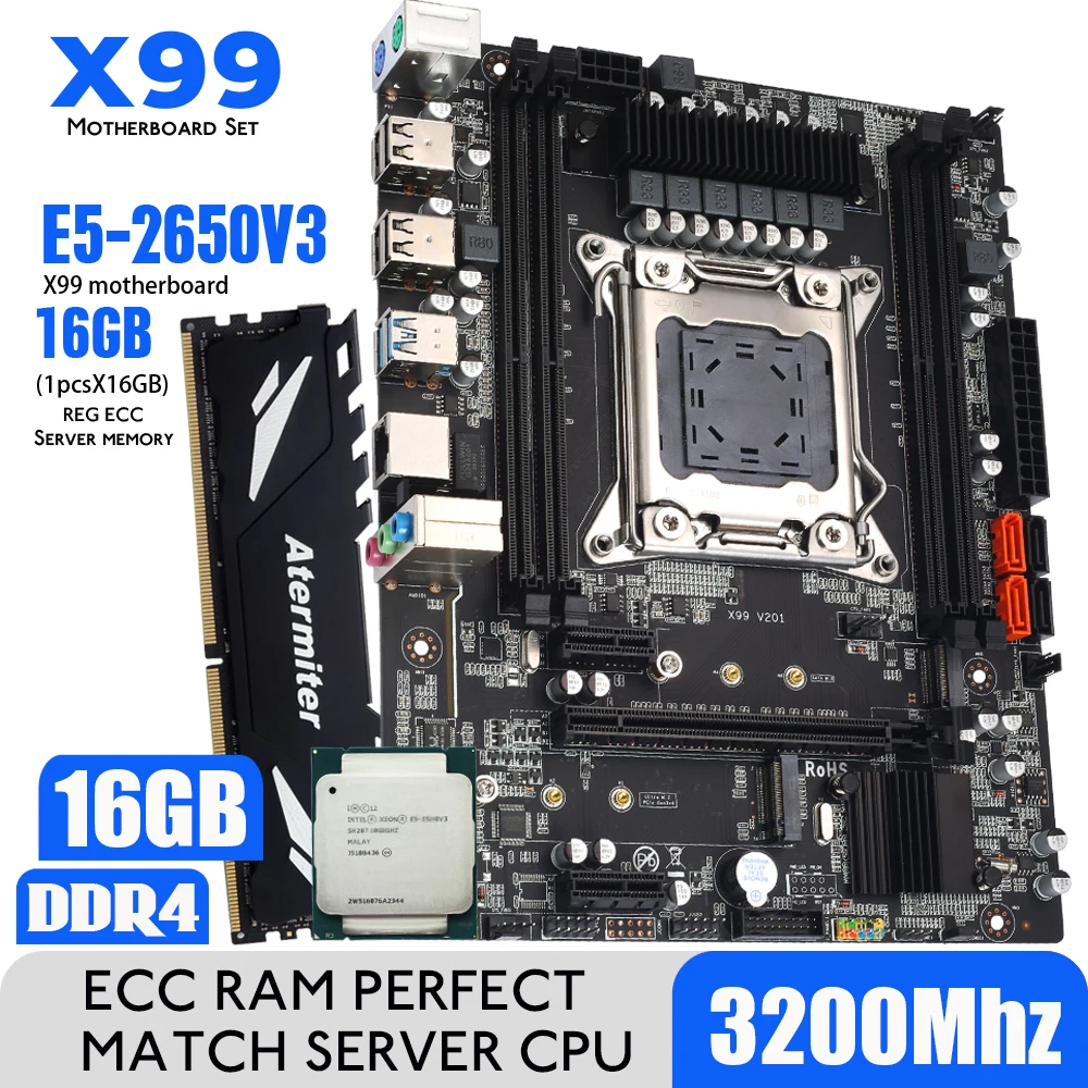 Комплект из материнской платы Atermiter X99, D4, DDR4, с процессором ...