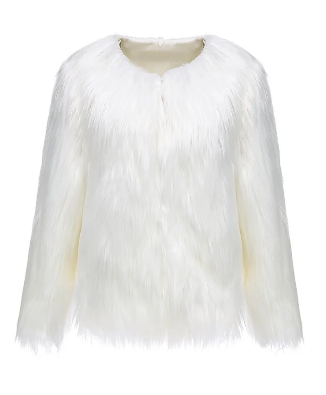 

new style high street solid woman coats winter wide waist long sleeve O neck female Faux fur short coat