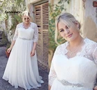 Женское шифоновое свадебное платье с полурукавом