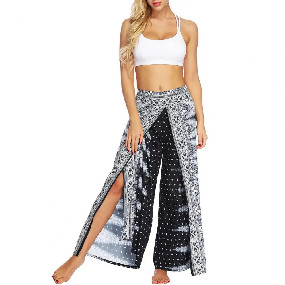 

Women Pants Soft Printed Breathable High Quality Sweat-wicking Polyester Women Wide Leg Pants for Leisure