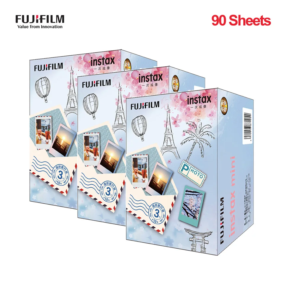 90 Sheets 30/60/90 листов Fujifilm Instax Mini Фильм Камера пленка глянцевая фотобумага для Фотобумага для ЖК-дисплея с подсветкой Fujifilm Instax Mini 9/8/фотоаппаратов моментальной печати 7s 25 50s 70/90 SP-1/SP-2 - Цвет: 90 Sheets