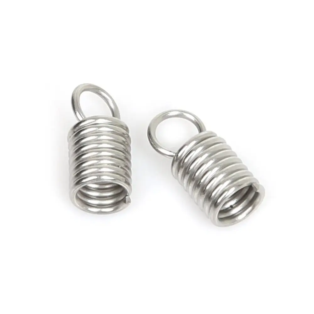 50pcs/lot Stainless Steel Crimp Ends Fastener Coil Cord Crimps End Caps Clasps Extension DIY Necklace Connectors Jewelry Finding | Украшения