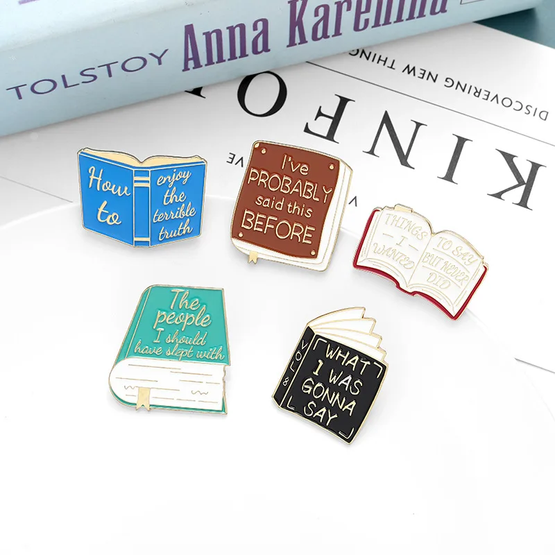 

Book Pins Collection Book Library Enamel Pins Lapel Pin Badges Brooches For Men Women Book Jewelry Lover Gifts for Friends