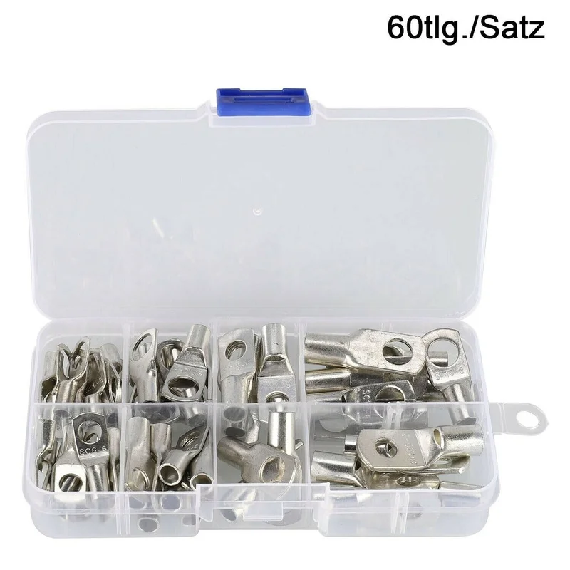

60/140/220CPS Assortment Car Auto Copper Ring Terminal Wire Crimp Connector Bare Cable Battery Terminals Soldered Connectors Kit
