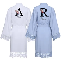personalized custom text bridesmaid rayon cotton robe women wedding robes lace robe bridal robes short belt bathrobe sleepwear