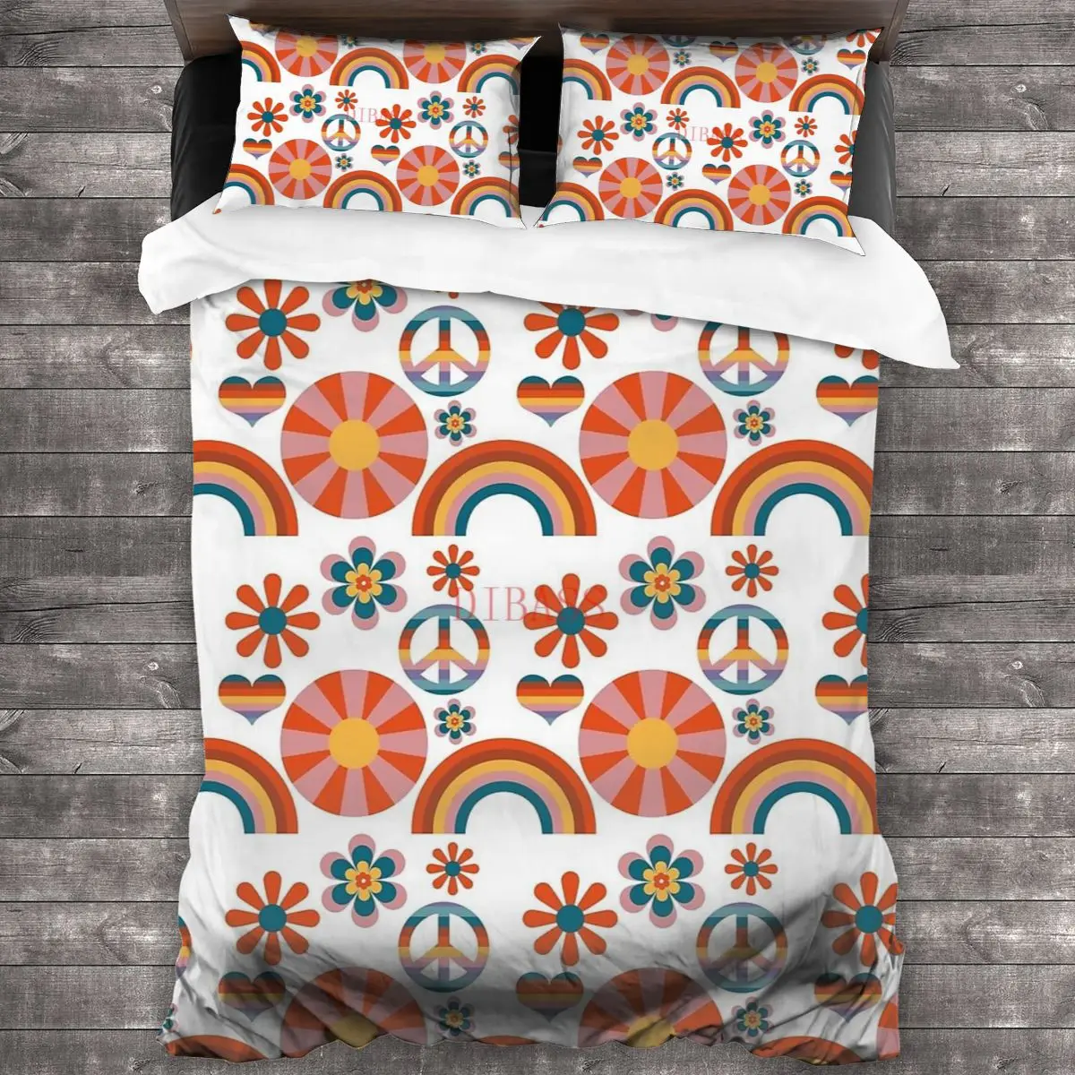 

Комплект постельного белья 70s Rainbow из 100% чистого хлопка с 2 наволочками, комплект из мягкого пододеяльника из микрофибры, комплекты постельн...