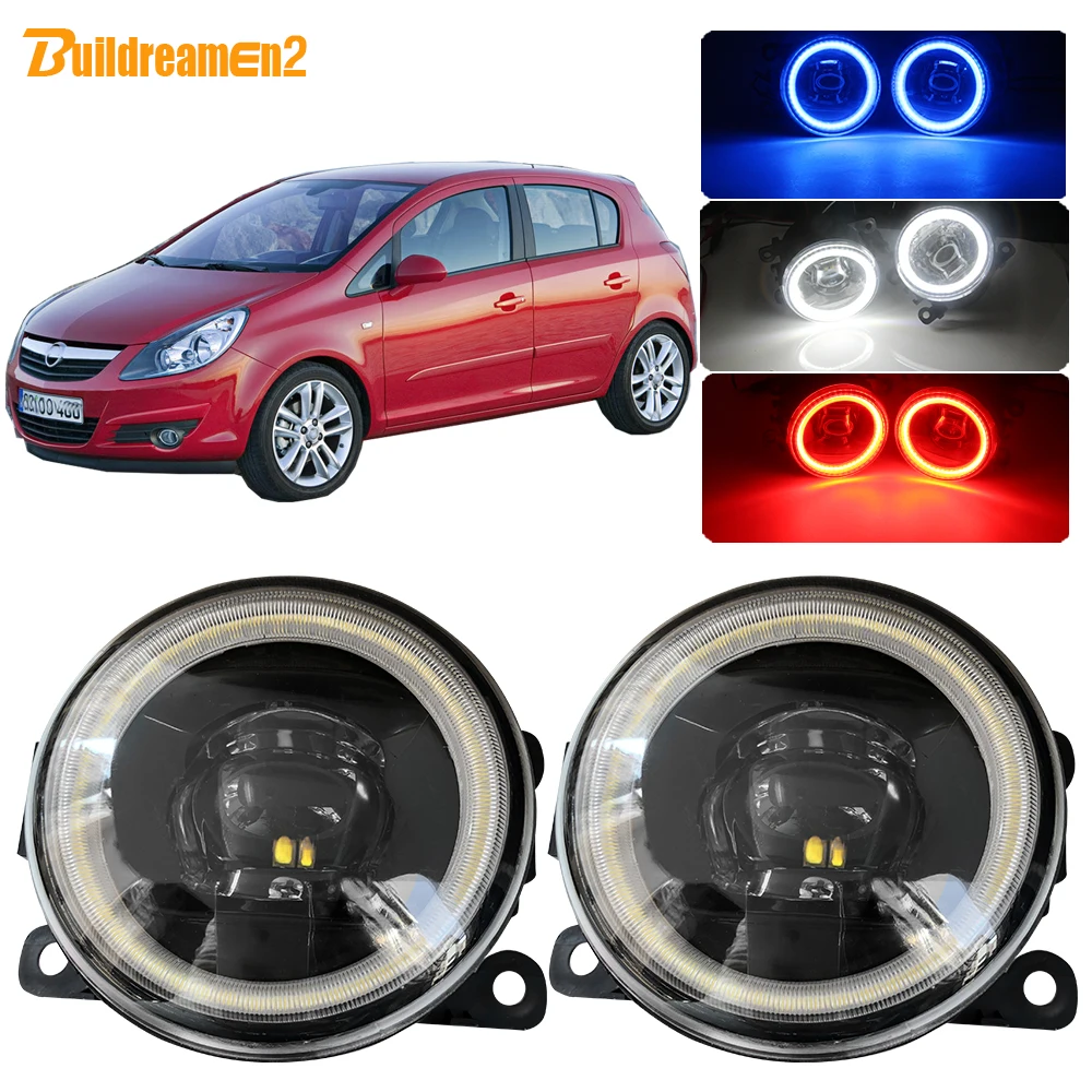 Buildreamen2 для Opel Corsa D хэтчбек светодиодный туман светильник линзы Ангел глаз DRL 12V 2007