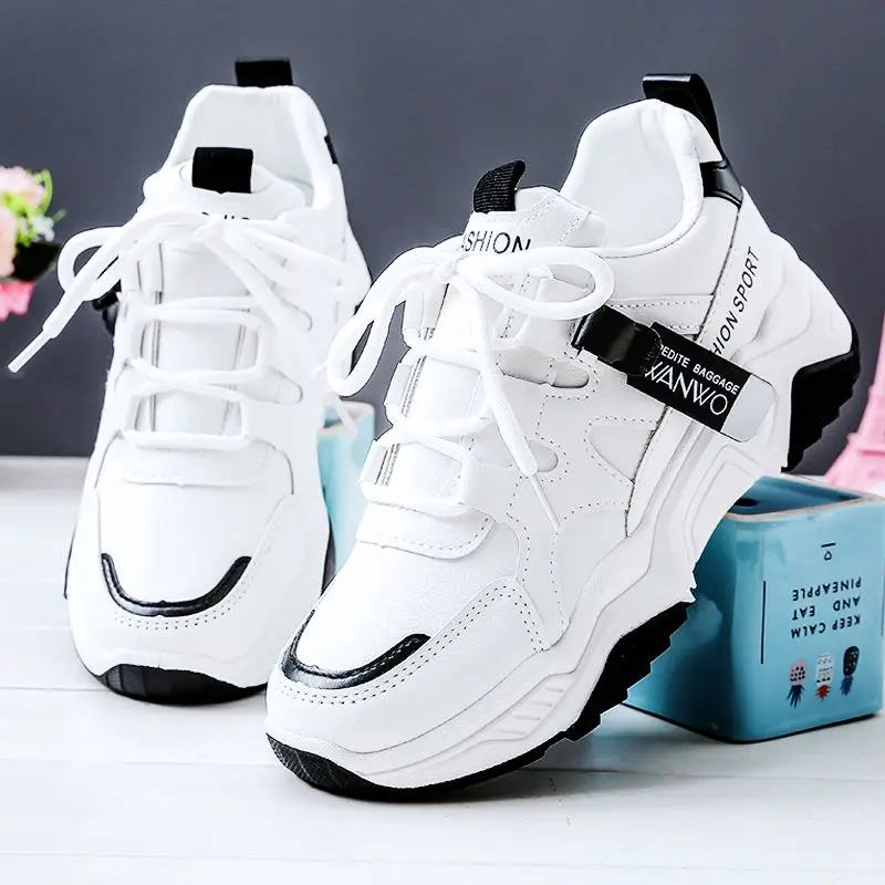 

2021 Womens Height Increase Platform Sneakers White Fashion Shoes For Women Fashion Casual Walking Shoes Trainers Work