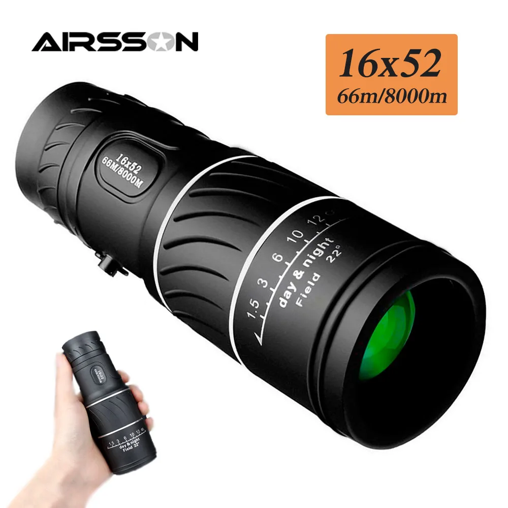 

16X52 High Power Monocular 66/8000M Professional Binoculars Waterproof Zoom Telescope Optics for Outdoor Hunting Bird Watching