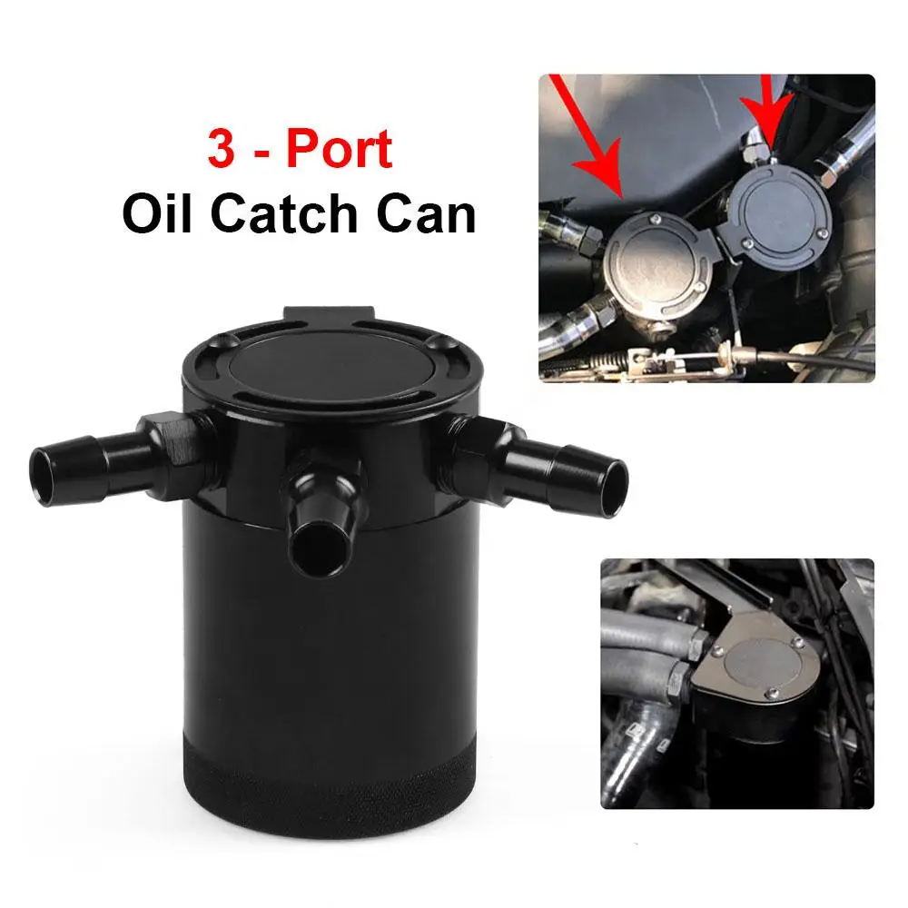 

Universal Aluminum Baffled Car Oil Catch Can Tank Separator 3-Port Reservoir Oil Catch Tank Cans 3 Hole
