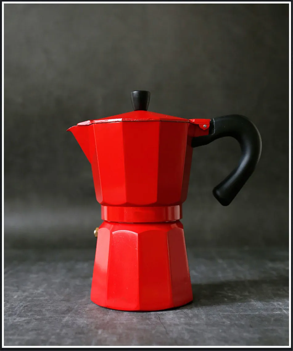 GUNOT алюминиевый чайник Moka, матовый текстурированный кофейник, обогреваемая Итальянская Кофеварка, чайник эспрессо, Перколятор, кухонные инструменты
