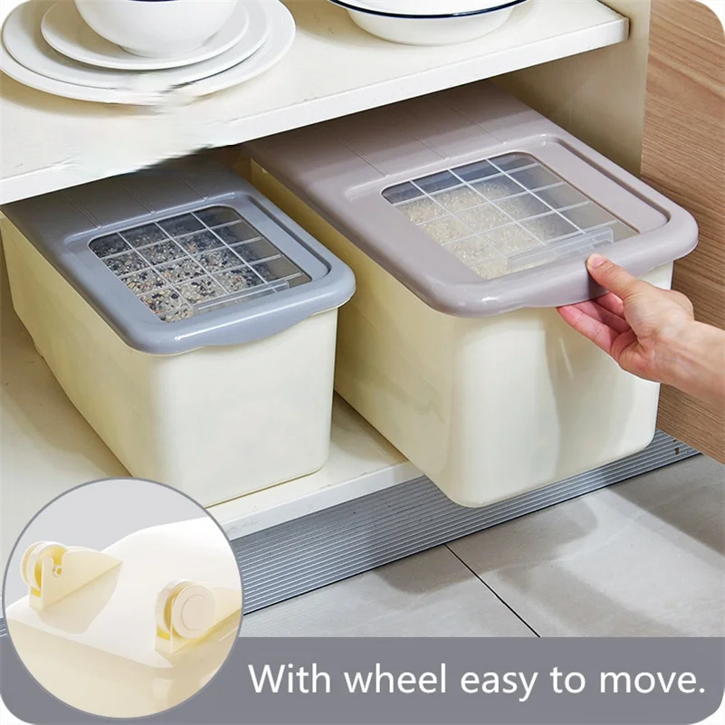 

Stockholders Boxed Rice Storage Box Organizer Box Thick Rice Pest Barrel Kitchen Plastic Rice Box 10kg Moisture Food Vegetables