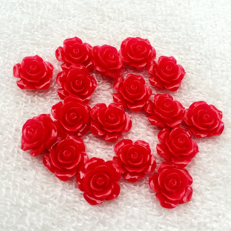 30pcs Mixed Color 15mm Flat Back Resins Cabochon Scrapbook 3D Resin Rose Flower Fit Phone Embellishment DIY -B02 | Дом и сад