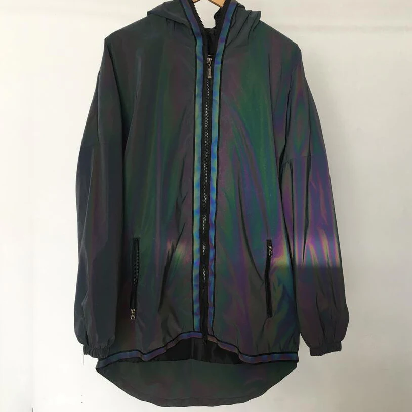 Светоотражающий тренчкот на молнии для мужчин тонкое длинное пальто