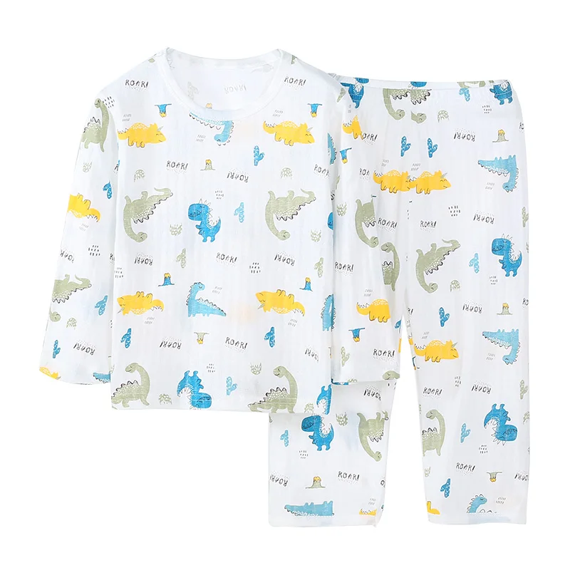 

New Spring and Autumn Boutique Children Clothing O-neck 2 Pcs Set Sleepwear Quarter Sleeve Boys Girls Animal Printing Outfits