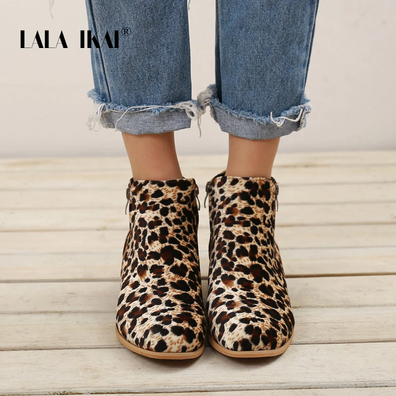 LALA IKAI Women 2020 Chelsea Ankle Boots Spring Autumn Sexy Low Heels Platform Ladies PU Leather Vintage Western Shoes XWC6776-4 | Обувь