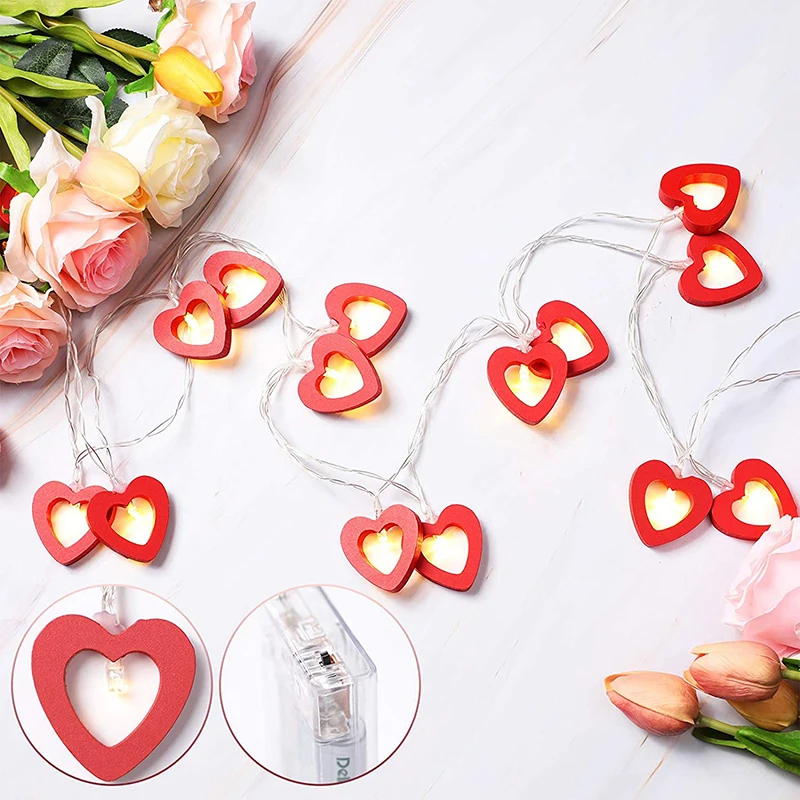 

LED Light Warm Red Heart Shaped Light String Light Decoration Suitable for Valentine's Day Wedding Garden Bedroom DRSA88