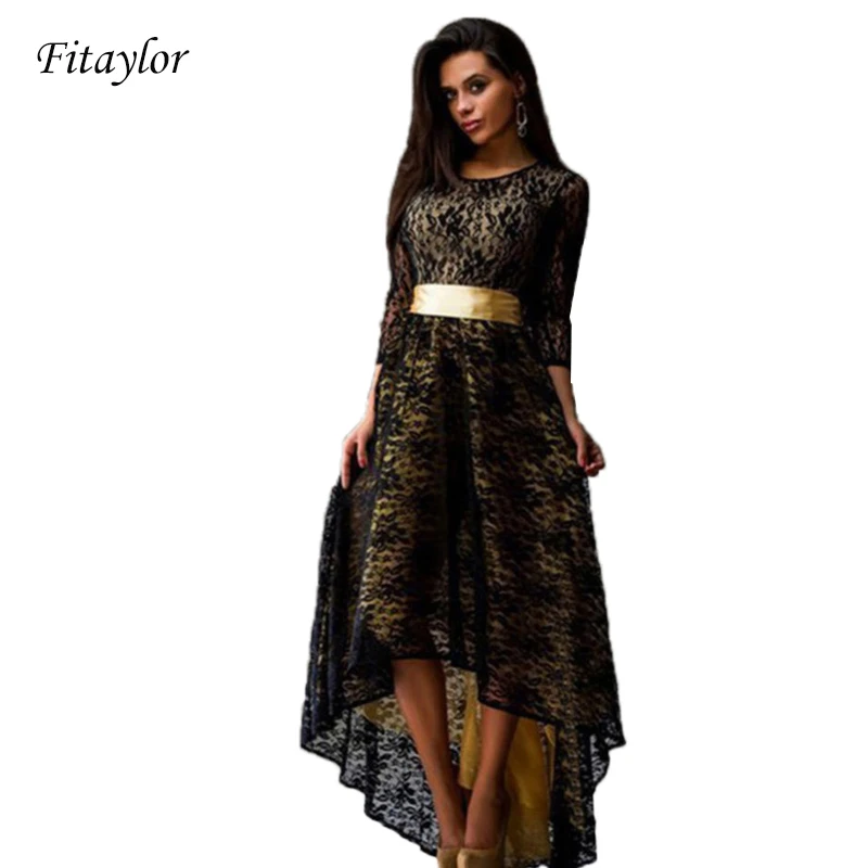 Fitaylor новинка весны женское длинное винтажное платье макси кружевные вечерние