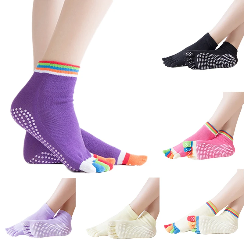 

Elastic Breathable Soft Sports Yoga Socks Non-slip Anti-slip Pilates Barre Grip Socks Toe Cotton Ms. Men's Finger Yoga Socks