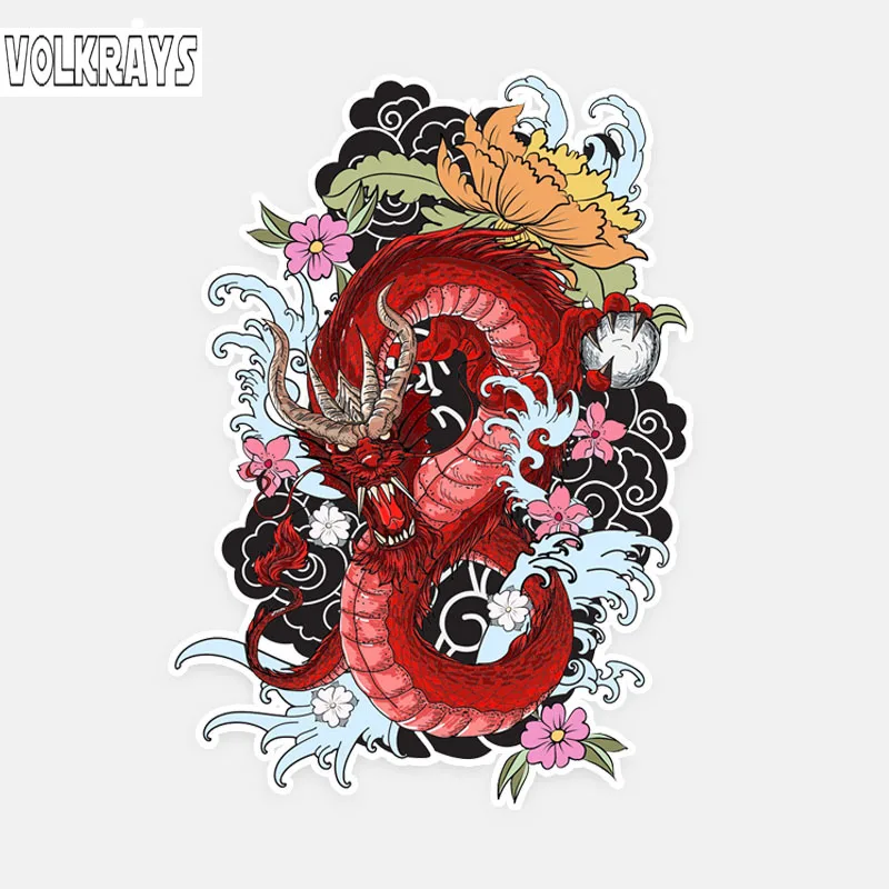 

Volkrays индивидуальная Автомобильная наклейка Красный Дракон цветные аксессуары Светоотражающая водонепроницаемая крышка царапины ПВХ накл...