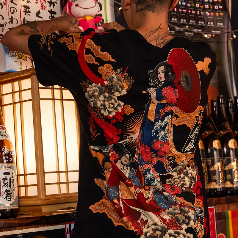Мужская футболка в стиле хип-хоп уличная китайском с принтом Hanfu Harajuku летняя