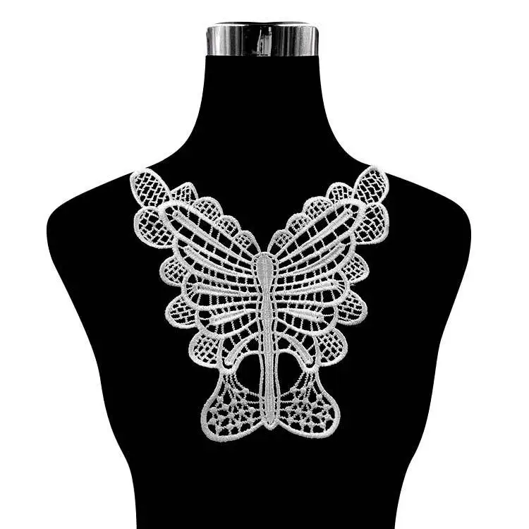 Хит продаж черный белый золотой хлопок с цветочной вышивкой кружевной воротник